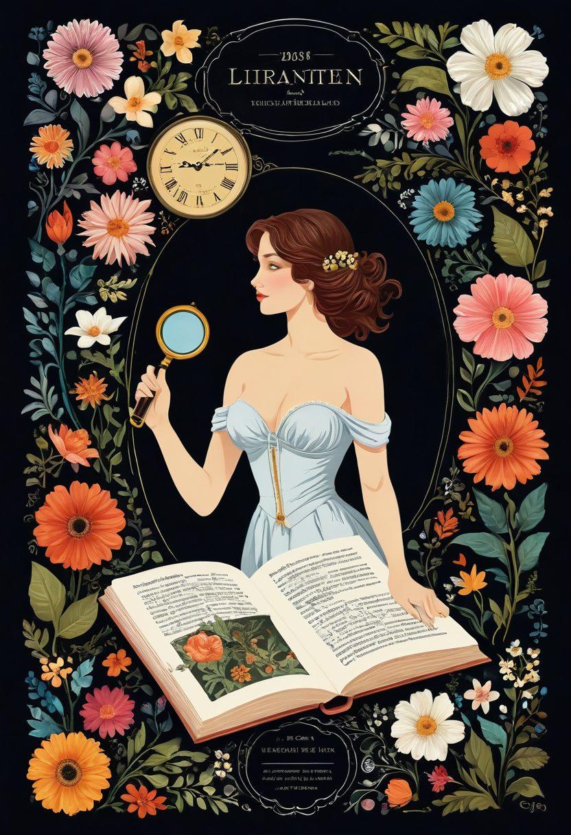 A captivating timeline illustration showcasing the evolution of adult media, featuring key historical milestones from censorship to sensuality. Include symbolic elements like a magnifying glass, a locked book, and blooming flowers to represent liberation, framed against a backdrop of various art styles from different eras, blending classic paintings with modern graphic design. The color palette should be rich and diverse to reflect the journey, with a striking contrast between dark and vibrant tones. vibrant colors. mixed media.